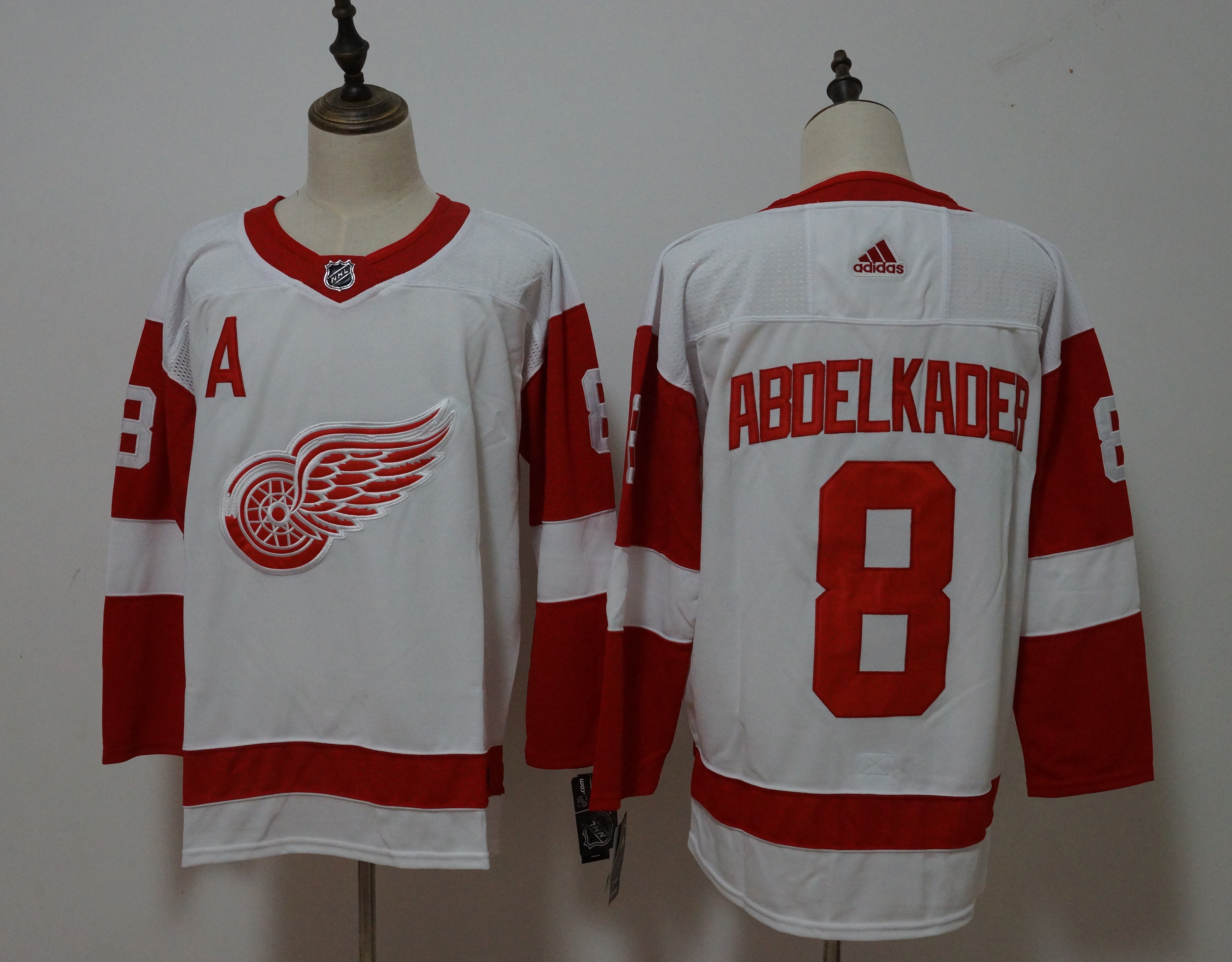 Men Detroit Red Wings #8 Abdelkader White Hockey Stitched Adidas NHL Jerseys